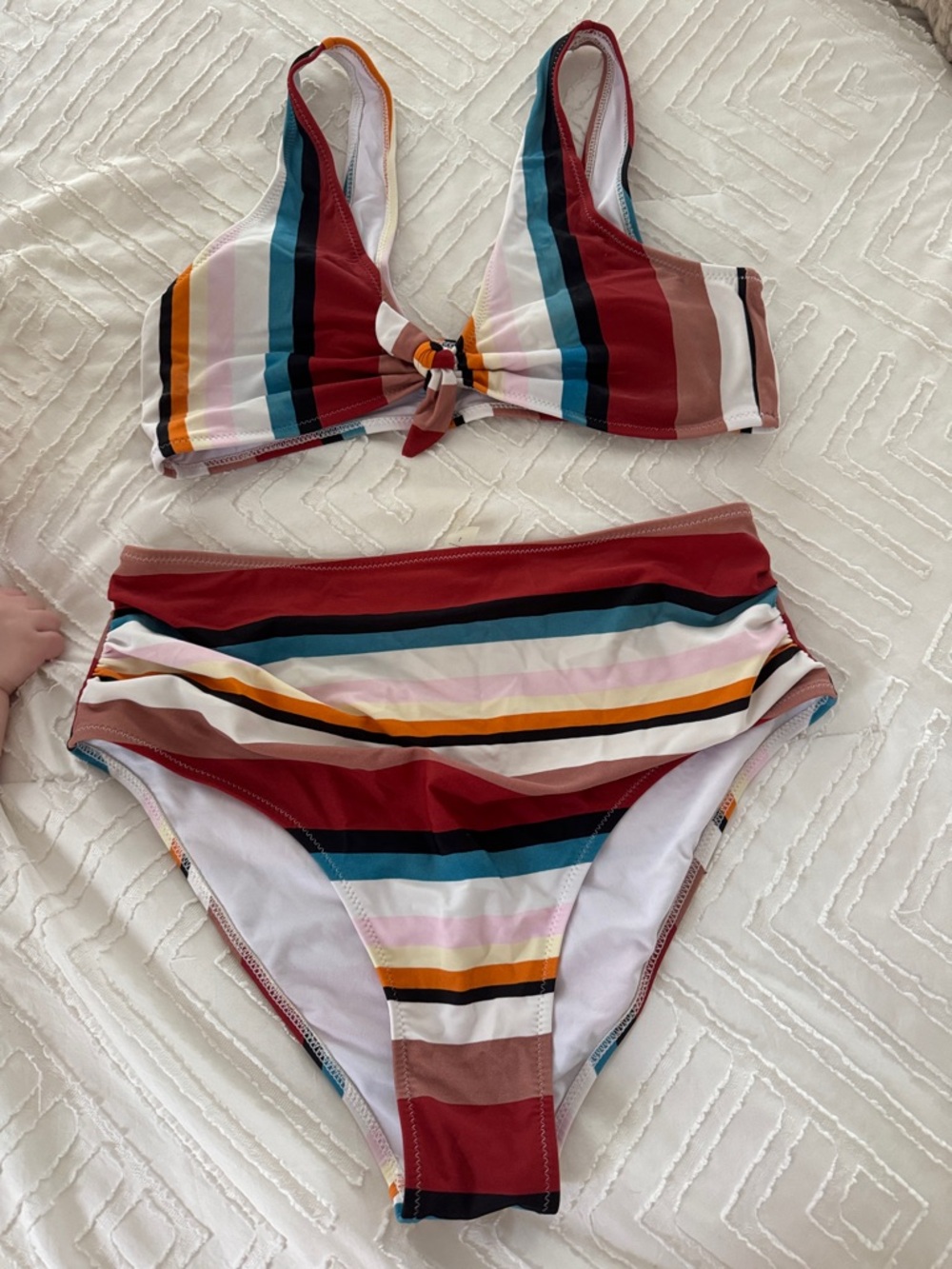 Cupshe White Bikini Top with Black Trim